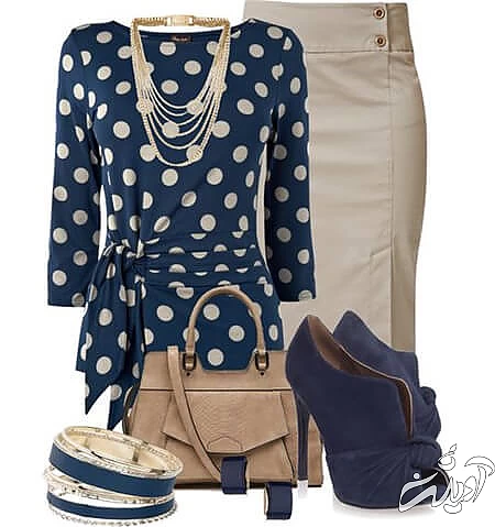 ست کردن با لباس خالدار,نحوه ی ست کردن با لباس خالدار,شیک ترین ست ها با بلوز خالدار